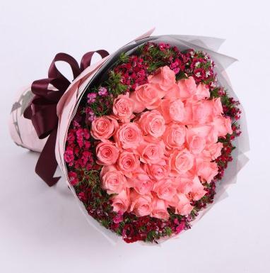  红/粉玫瑰花鲜花花束女朋友全国同城配送惊喜生日节日礼物