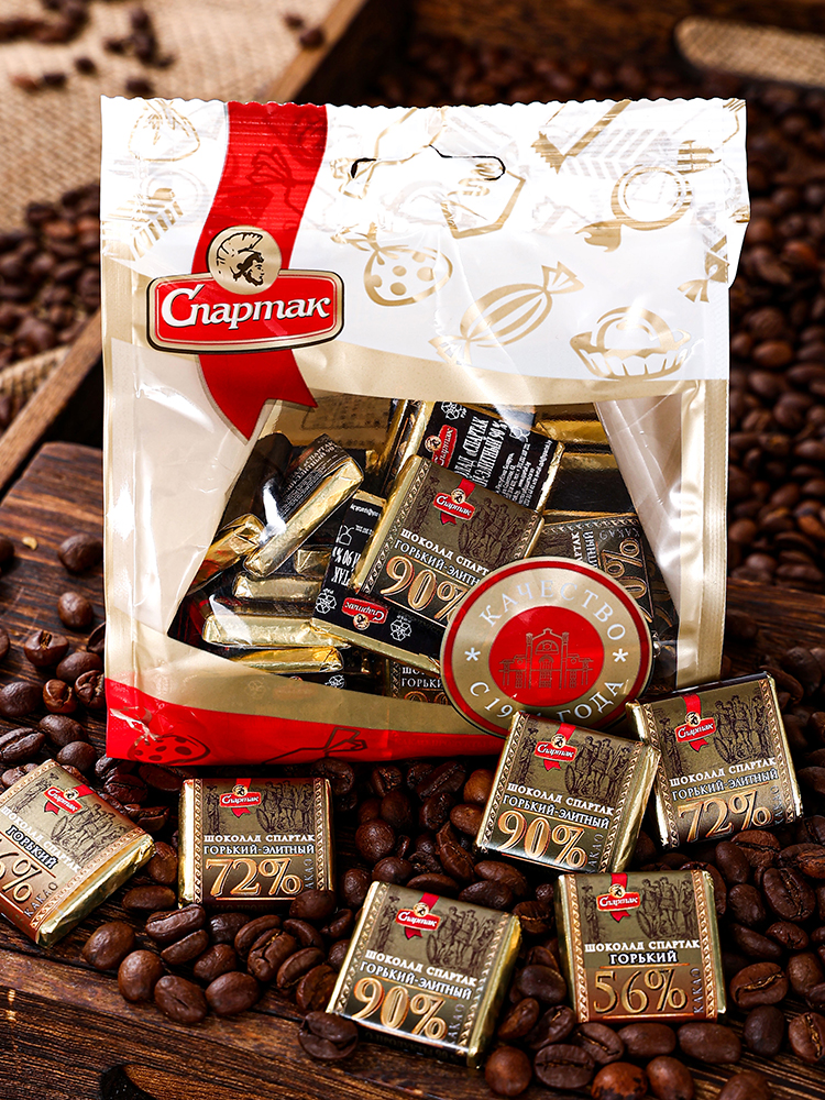 俄罗斯网红黑巧克力纯可可脂每日黑巧苦巧原装进口食品袋装零食