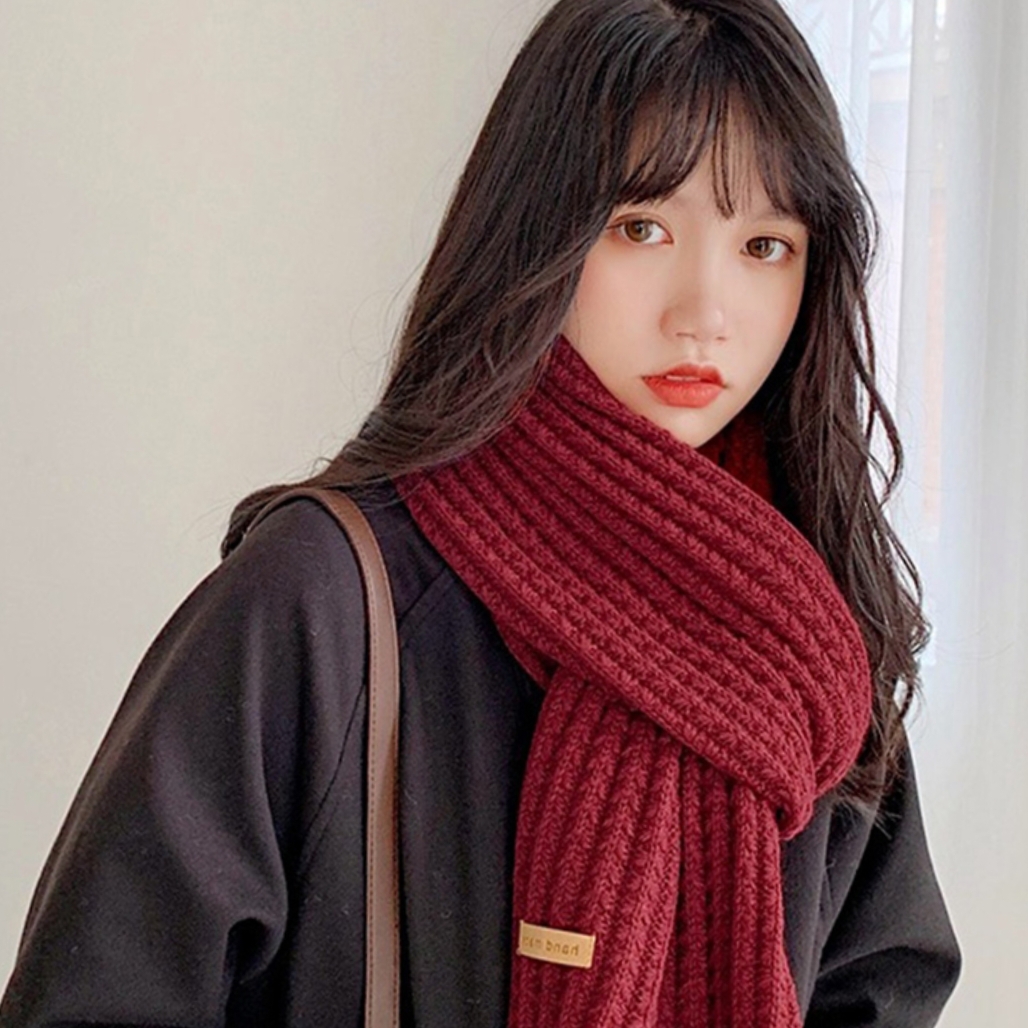 红色围巾女冬季百搭韩版可爱学生日系加厚羊绒针织毛线保暖围脖女