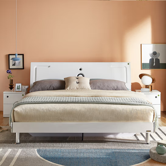 全友 家居 床现代简约双人床板式床卧室成套家具组合床全友床