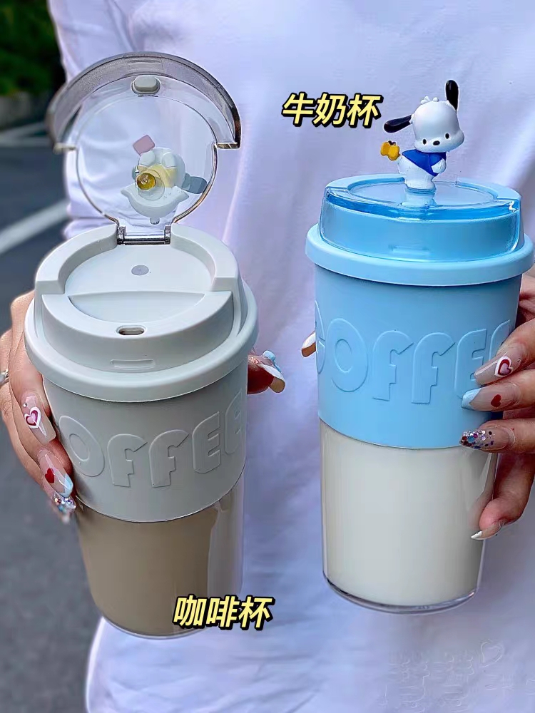 高颜值水杯女生大容量夏简约耐高温泡茶可爱塑料便携咖啡随身杯子
