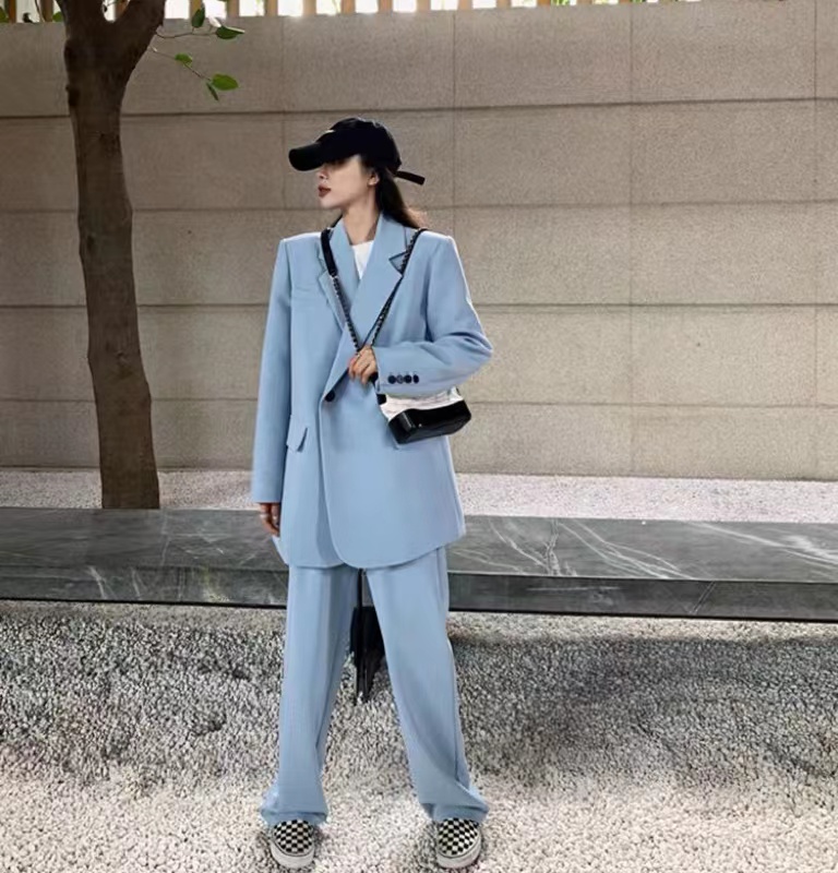 宽松感灰色通勤领纯色外套女