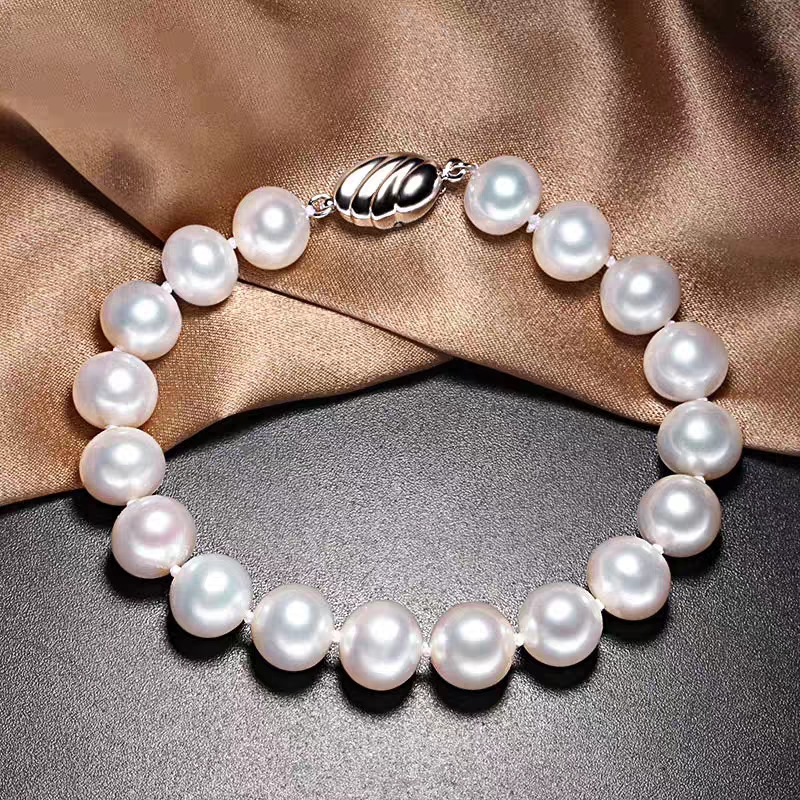 杜兰珠宝 淡水珍珠手链正品近正圆形女白色送女友妈妈生日礼物