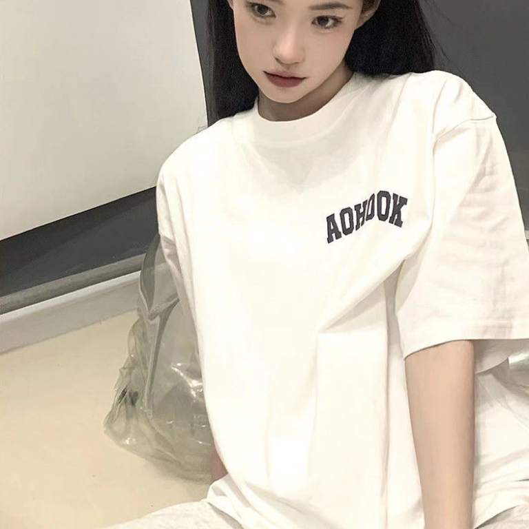 白色女士t恤短袖2023爆款学生韩版宽松女人味社恐上衣服