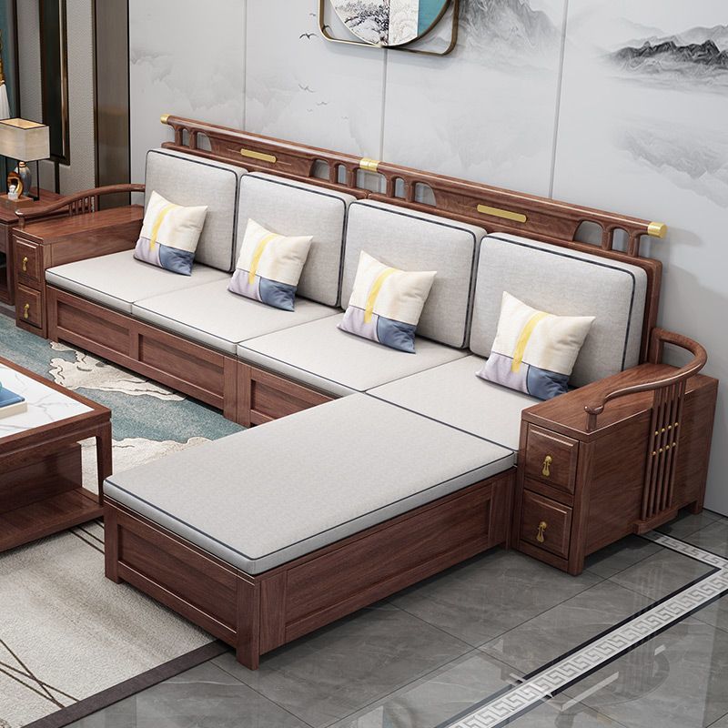 乌丝檀木实木沙发现代新中式组合冬夏两用储物沙发小户型客厅家具