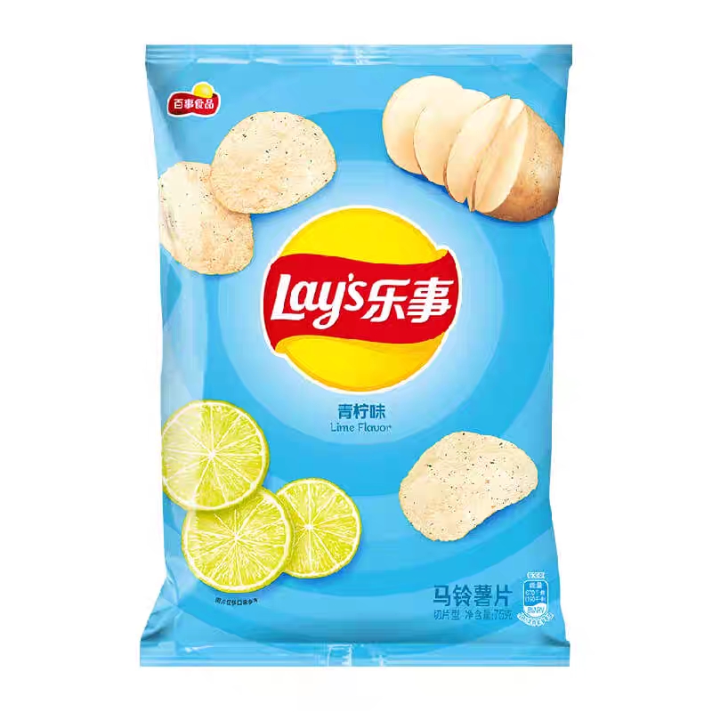 Lay’s/乐事薯片青柠味75g×1袋小吃零食休闲食品 1件装