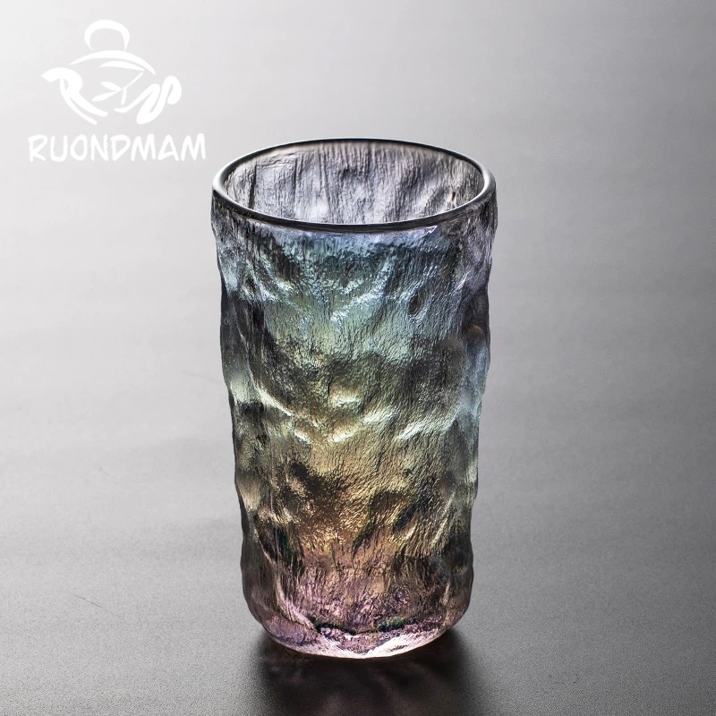 日式石纹冰川玻璃水杯加厚家用耐热玻璃杯茶杯果汁杯杯子