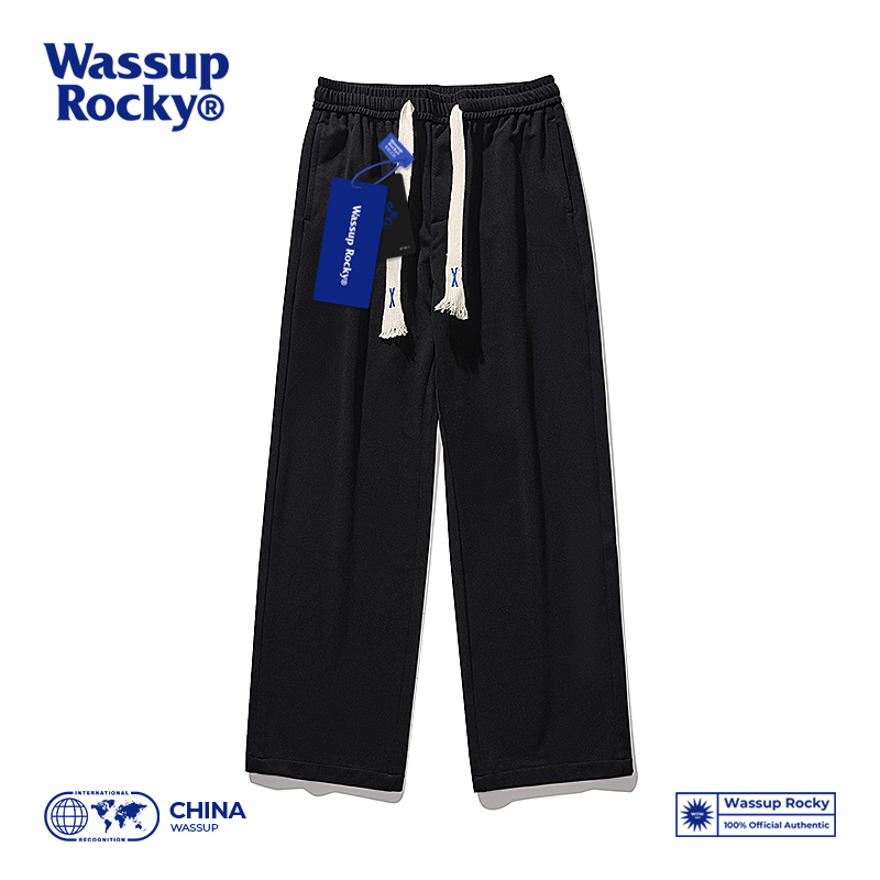 WASSUP ROCKY男士裤子春季款宽松垂感卫裤潮牌运动裤直筒休闲长裤