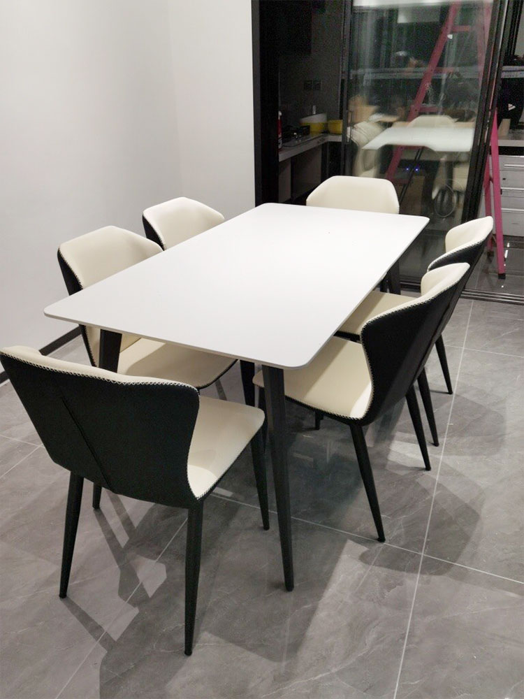 轻奢岩板餐桌北欧小户型家用长方形意式纯白黑色ins风经济型家具