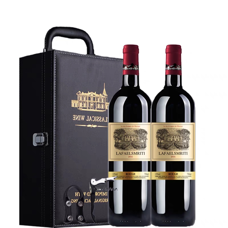 法国进口红酒礼盒双支装2瓶西华拉菲酒庄干红葡萄酒送礼佳品套装