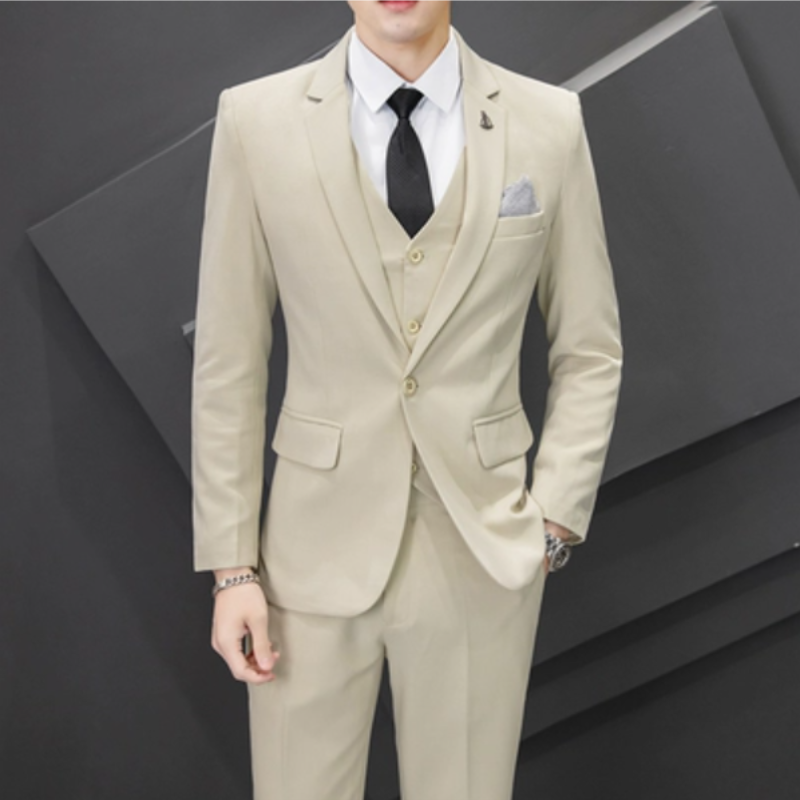 西服套装男士韩版修身正装 修身西服套装 深灰色 M