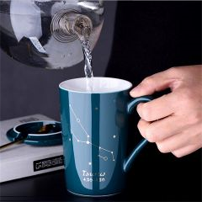 创意个性星座杯子简约马克杯带盖陶瓷水杯咖啡杯广告礼品定制logo