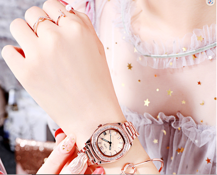 歌迪GEDI新款日历女士钢带手表高端大气刻度女表潮流腕表手表
