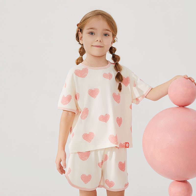 unifriend夏季新款童装套装儿童家居服7分薄棉宝宝睡衣短袖卡通