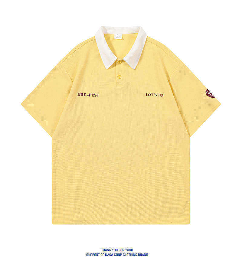 NASA联名polo衫短袖T恤男夏季奶油杏港风刺绣爱心情侣款半袖体恤