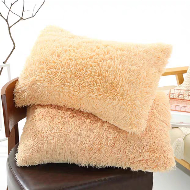 枕套一对装纯色珊瑚绒冬天季保暖单人枕芯套水貂绒绒毛绒面枕头套 枕套 粉红色(一只装) 48cmX74cm