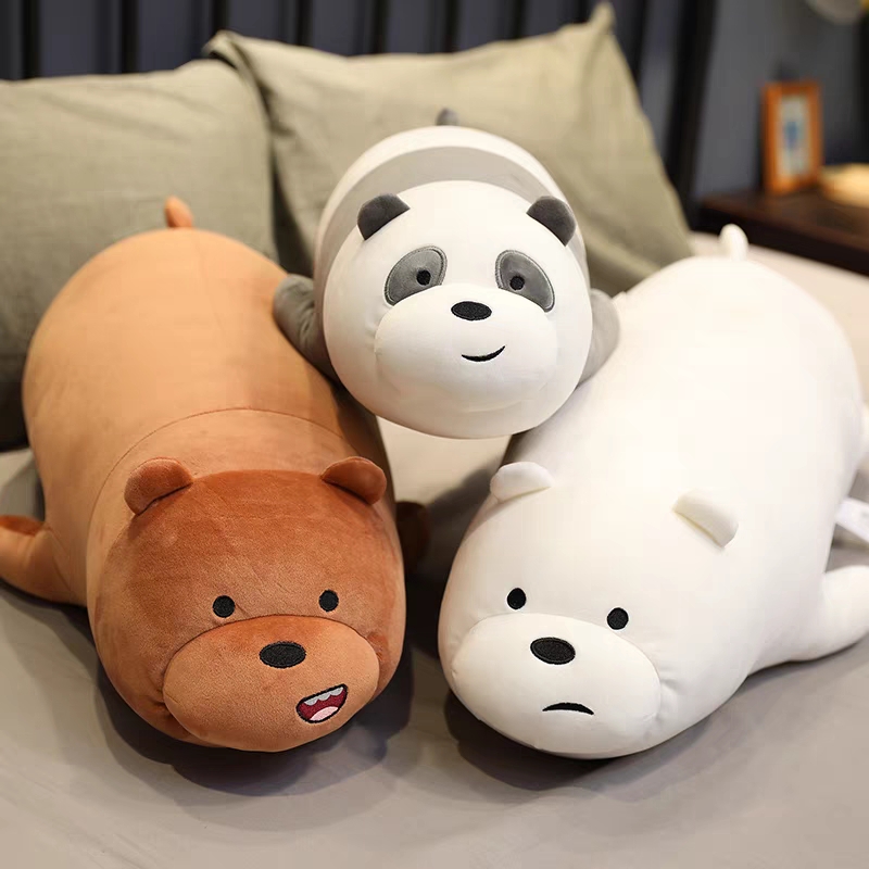正版三只咱们裸熊公仔毛绒玩具熊猫床上睡觉抱枕超软玩偶娃娃女生 玩具 白色熊 48cm