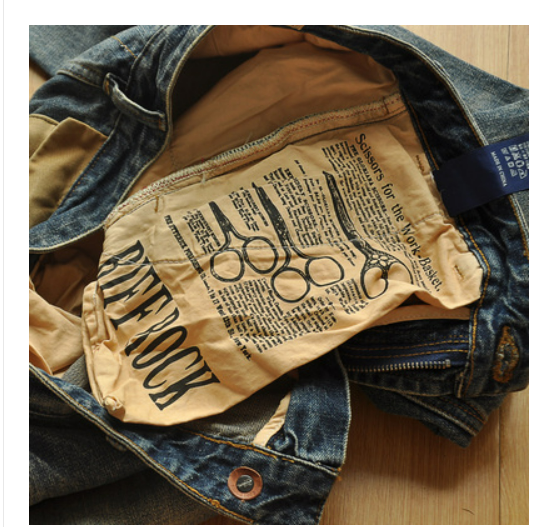 RIFF ROCK正品阿美咔叽美式复古工装口袋合体直筒重磅丹宁牛仔裤