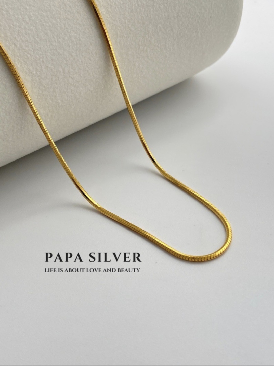 PAP_A·蛇骨项链银镀金|简约百搭粗1.  a 5mm长45cm