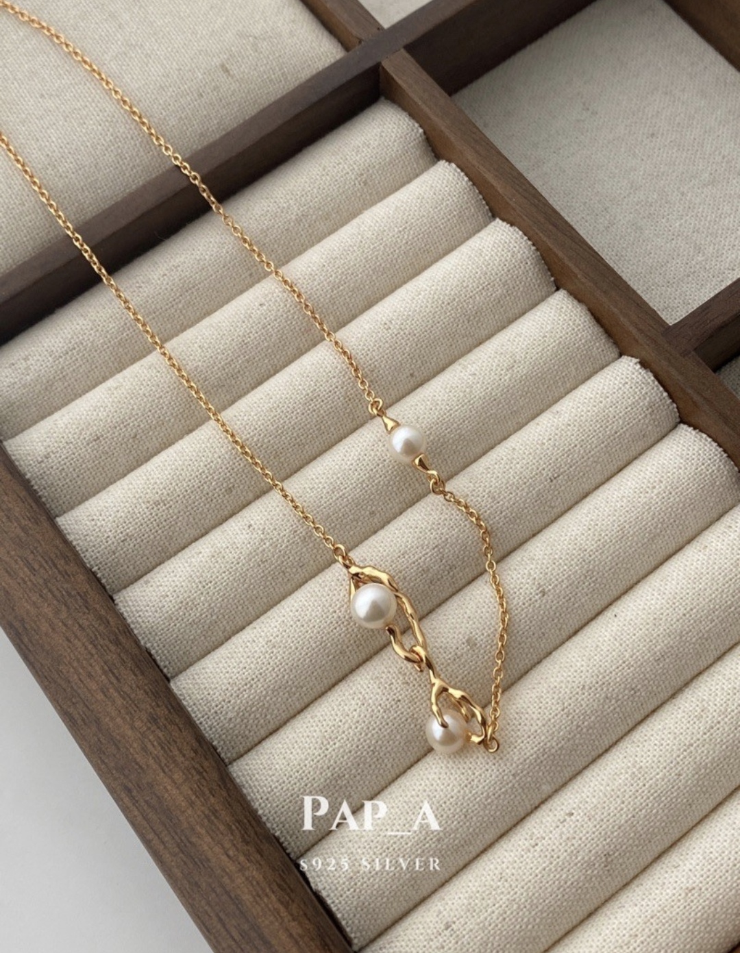PAP_A·冷淡风珍珠项链|锁骨链|银镀金i 链