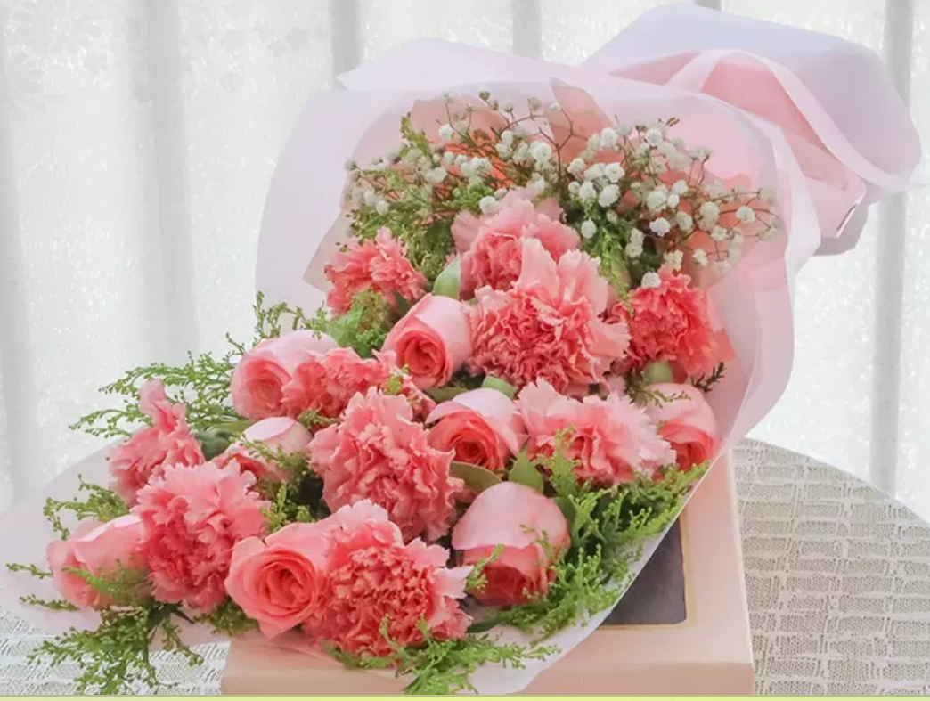 母亲节康乃馨鲜花百合玫瑰花束礼品定制花束