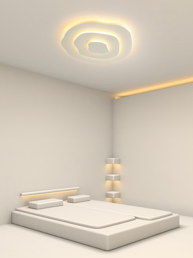 卧室灯吸顶灯创意水波纹北欧极简房间灯全光谱护眼防蓝光客厅灯