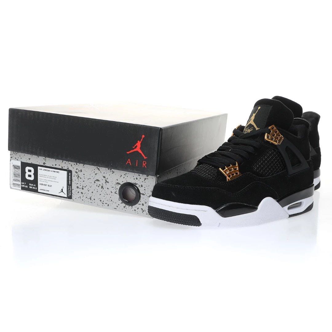 耐克Nike Air Jordan 4 Retro 休闲运动鞋 黑金 36-46码