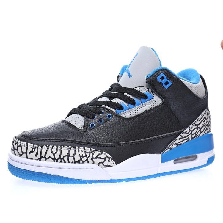 耐克Nike Air Jordan 3 Retro 休闲运动鞋 黑蓝水泥爆裂纹 36-46码