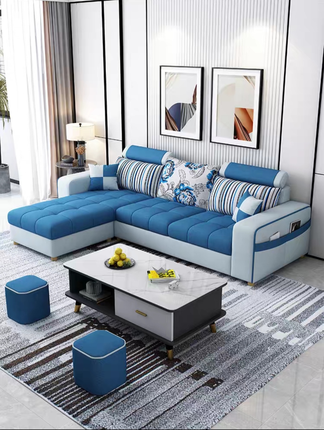 现代简约2023新款布艺沙发客厅家用小户型轻奢组合套装网红款家具