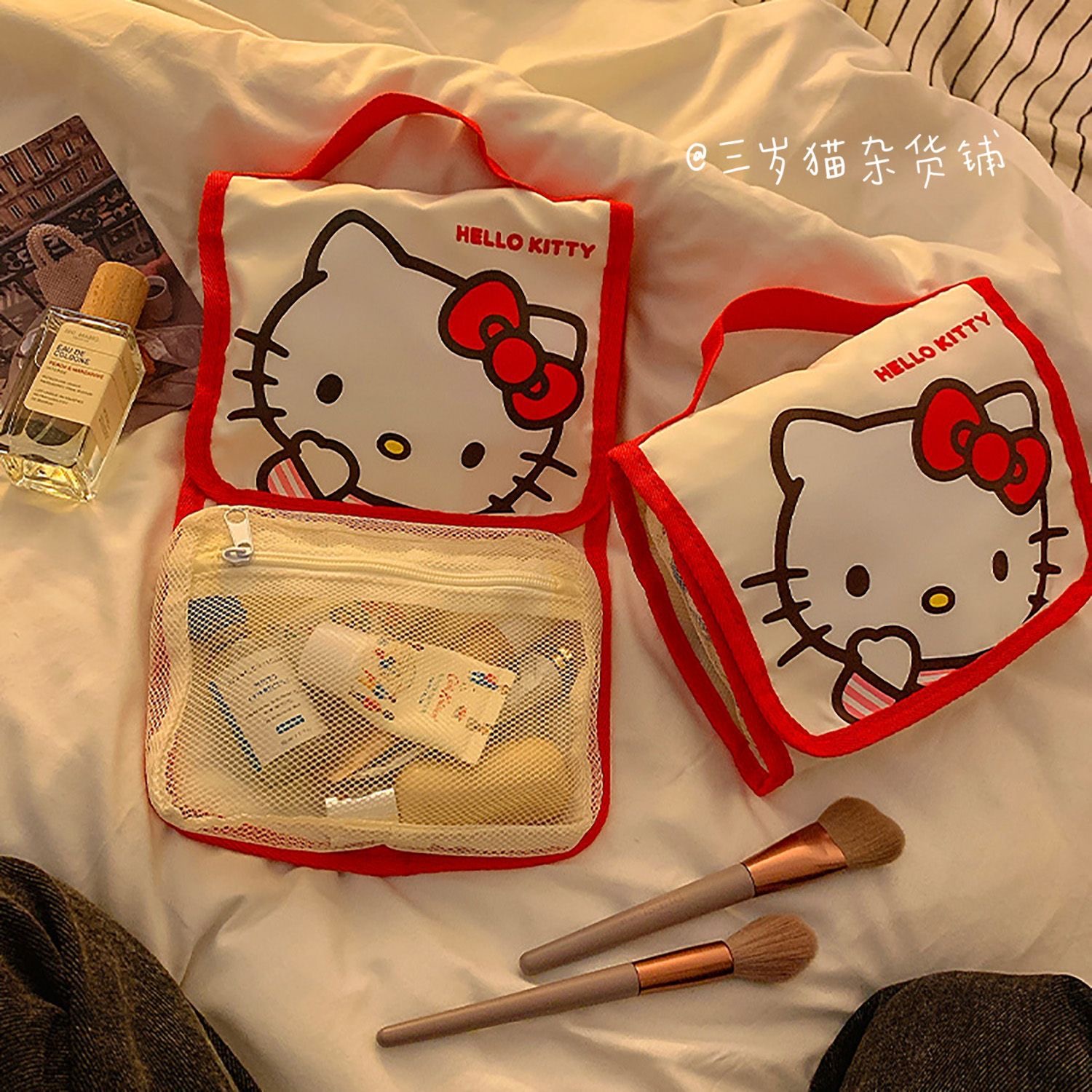 三岁猫|kitty猫化妆包女日系可爱多功能大容量便携旅行洗漱收纳包