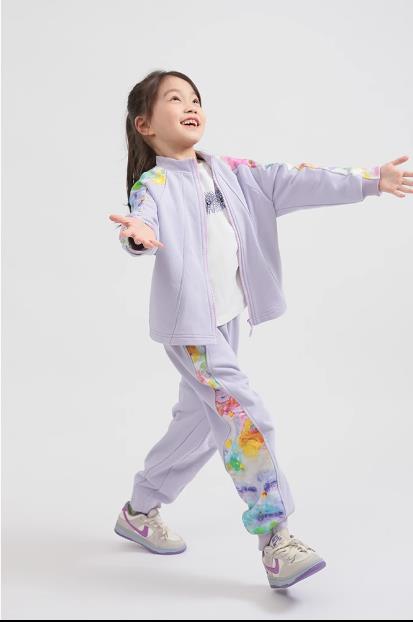 boxboxbox 开学季女童时髦洋气印花儿童卫衣运动套装女宝卫衣 拉链 90cm