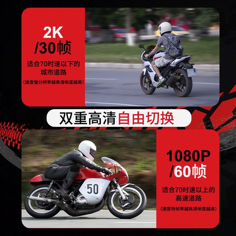 DEEPMOTO D20PLUS摩托车行车记录仪2K高清电动机车摄像机胎压监测