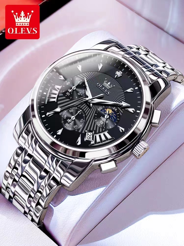 欧利时男士手表正品品牌全自动机械表钢带男款商务防水石英腕表