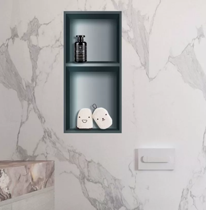 嵌入式不锈钢壁龛开放式隔板卫生间置物架金属电视壁柜子浴室展柜
