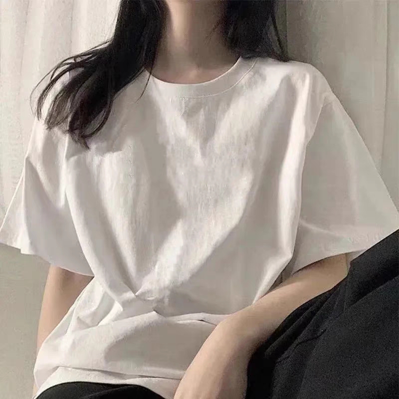 美式复古短袖t恤女夏季2023年新款宽松纯棉体恤设计感小众上衣潮 短袖 白色 均码