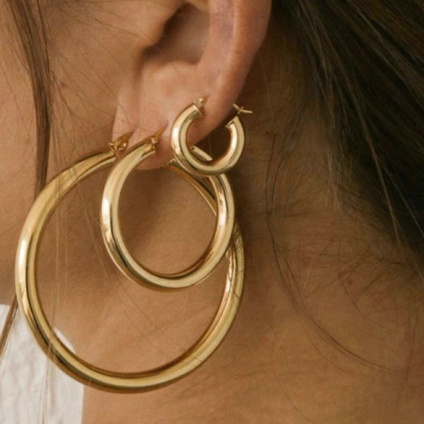钛钢耳环女士欧美简约ins耳饰不锈钢饰品个性圆形圈圈耳环