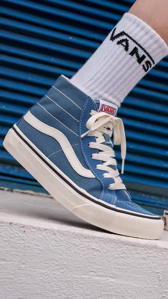 Vans范斯官方 SK8-Hi 38 VR3美式牛仔蓝质感丹宁男鞋女鞋板鞋