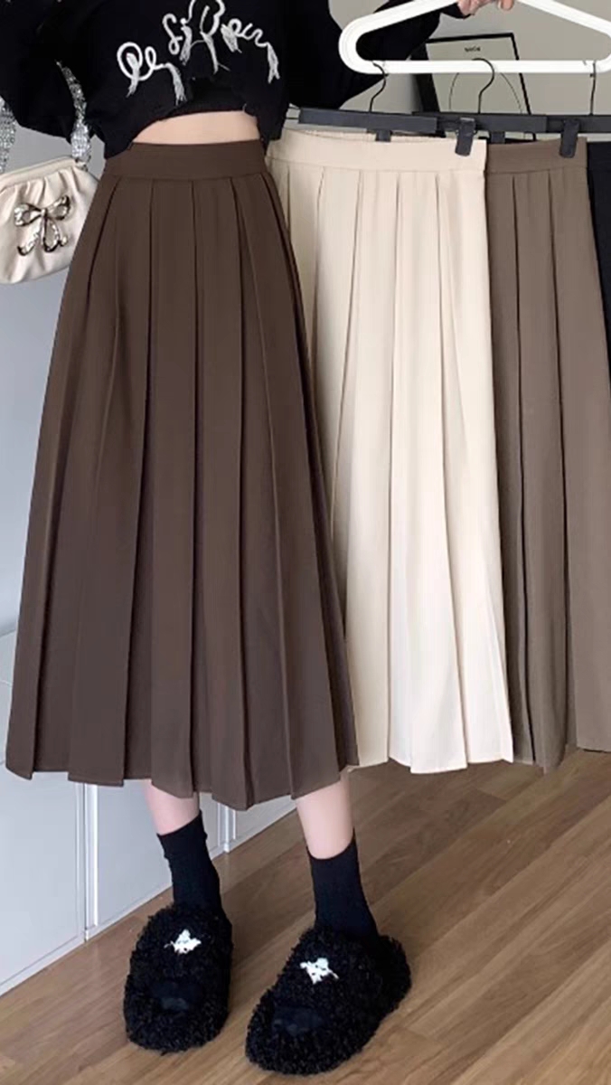 半身长裙2023新款女秋季小个子高腰显瘦今年流行爆款垂感百褶裙子