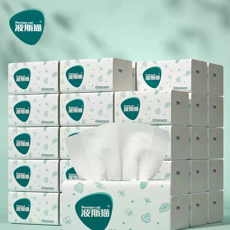 波斯猫400张抽纸小包餐巾纸家用纸抽实惠装卫生纸整箱面巾纸纸巾