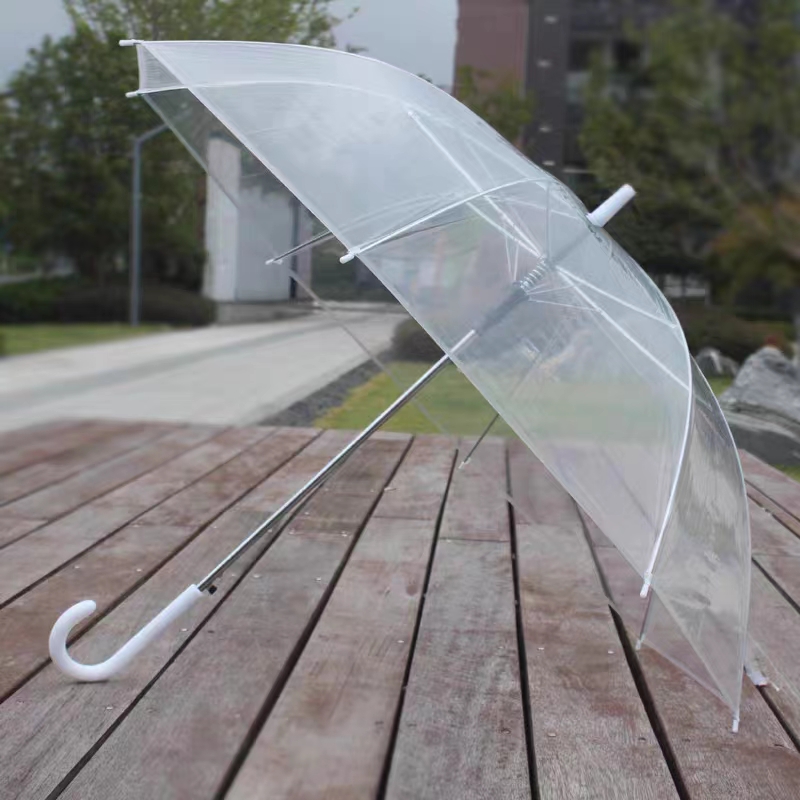 加粗加厚大号透明白网红女长直柄透明雨伞道具绘画伞定制LOGO广告