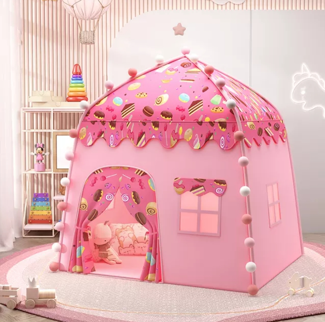 帐篷室内儿童公主房宝宝睡觉床上小型玩具城堡女孩游戏屋生日礼物  粉色
