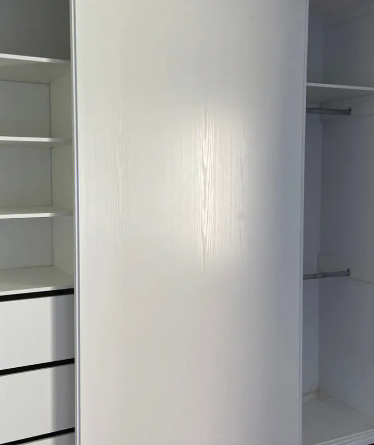高级感纯白贴墙双开门分层大衣柜