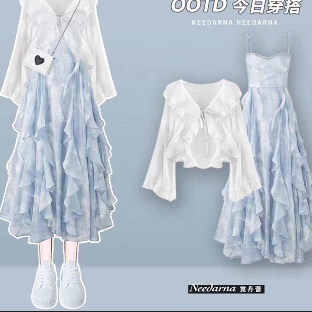 多巴胺女孩穿搭一整套仙女超仙森系连衣裙子女秋季2023新款两件套
