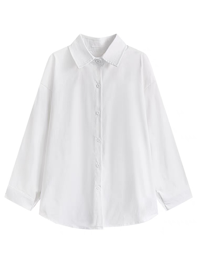 白衬衫秋装女2023年新款上衣设计感长袖小众外套叠穿内搭打底衬衣 白色 S