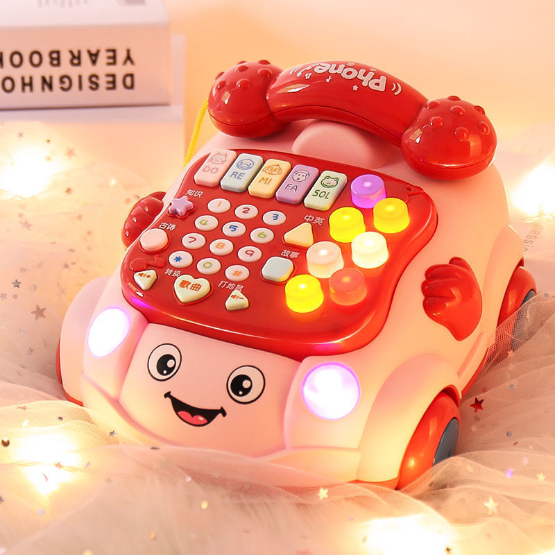 儿童仿真电话机婴儿玩具音乐益智早教男女孩宝宝六一儿童节的礼物 粉色