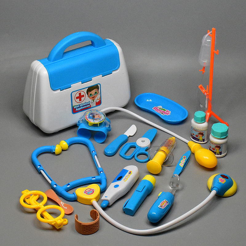 儿童医生过家家玩具声光手提医药盒套装听诊器打针血压计男孩女孩 粉色