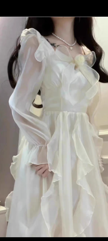 法式小香风高级蕾丝连衣裙 法式 白色 S M L XL