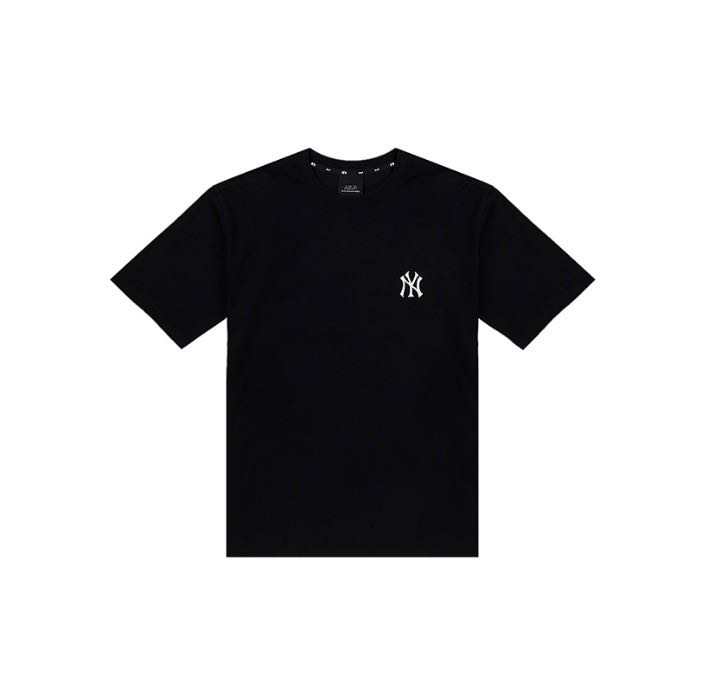MLB 纽约洋基队 后背字母印花圆领短袖T恤 男女同 款黑色