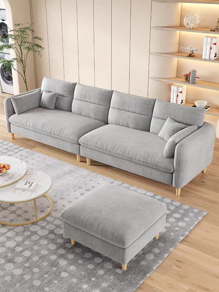 现代简约奶油系风格沙发客厅小户型轻奢科技布艺三四人位组合家具