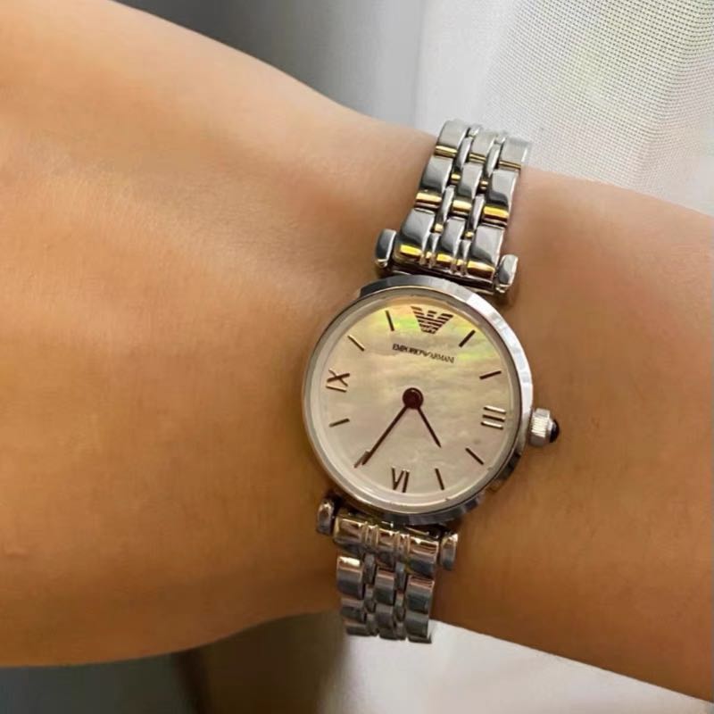 Armani阿玛尼新款手表白月光简约小表盘钢带石英表女士腕表AR1763 玫瑰金